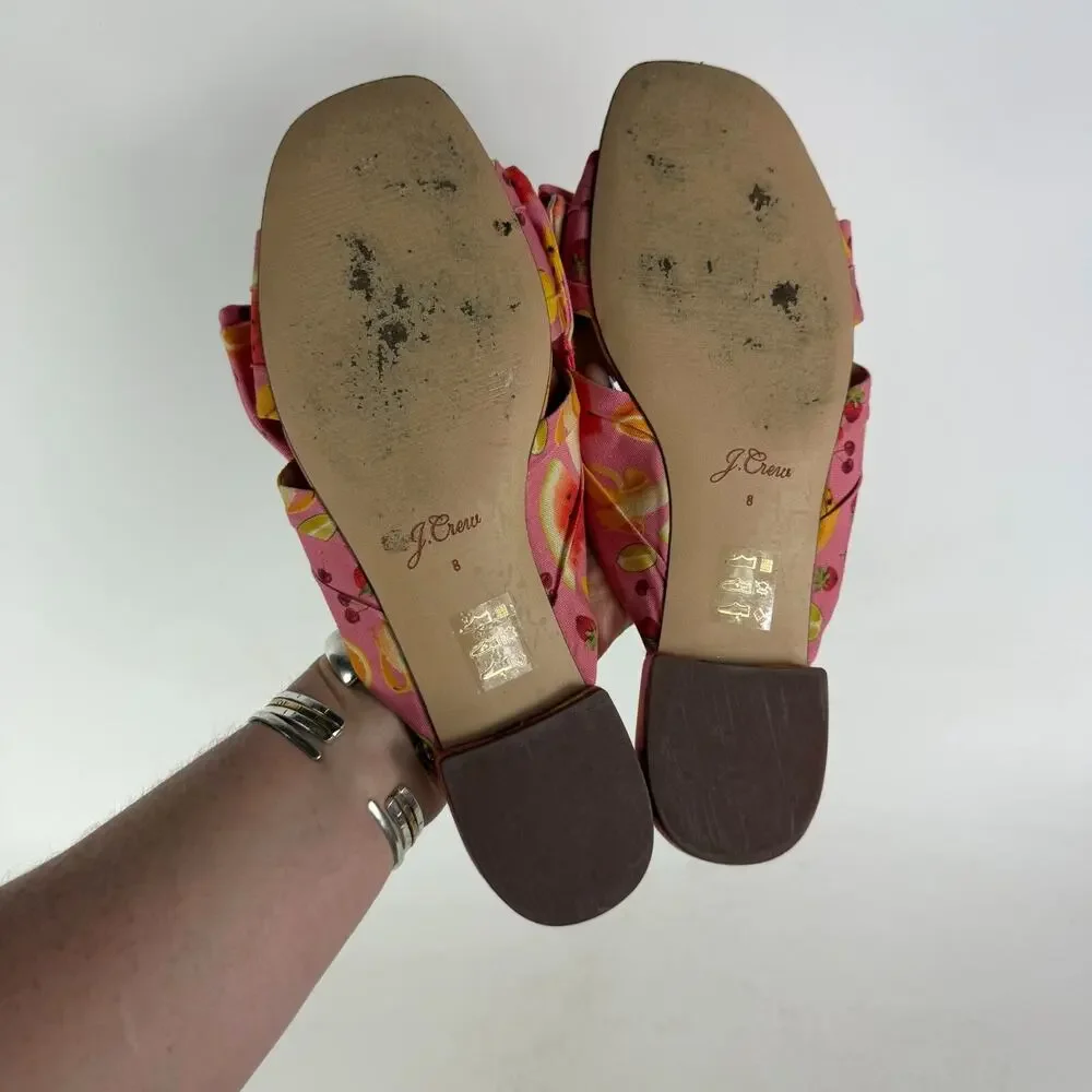 J.Crew Edie Parker X Bow Slides Sandals Women's 8 Pink Fruit Punch Open Toe